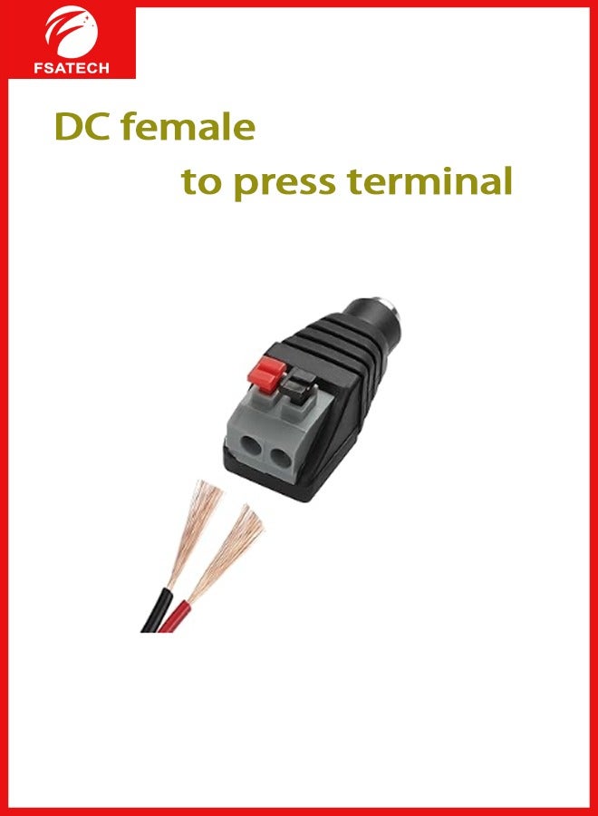 FSATECH 10 قطعة 5.5 مللي متر x 2.1 مللي متر تيار مستمر الطاقة أنثى جاك إلى 2 موصل الصحافة نوع موصل للتحكم في ضوء LED - Image 3
