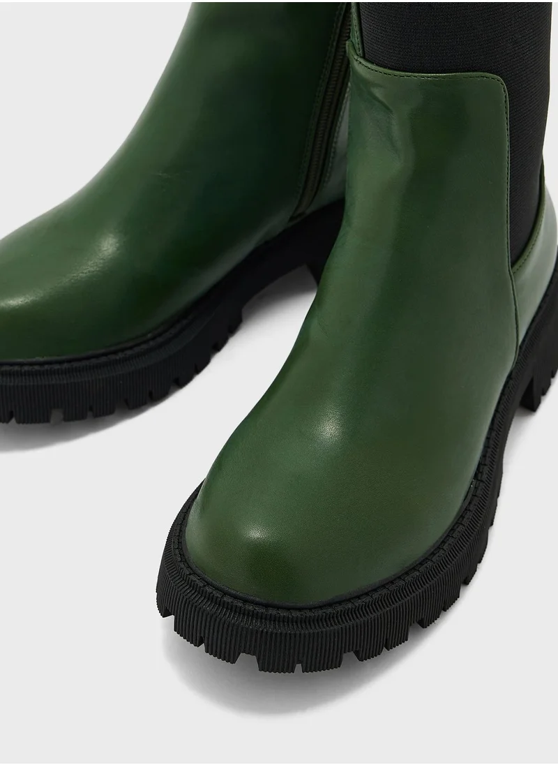 Ginger Chunky-Sole Chelsea Boots