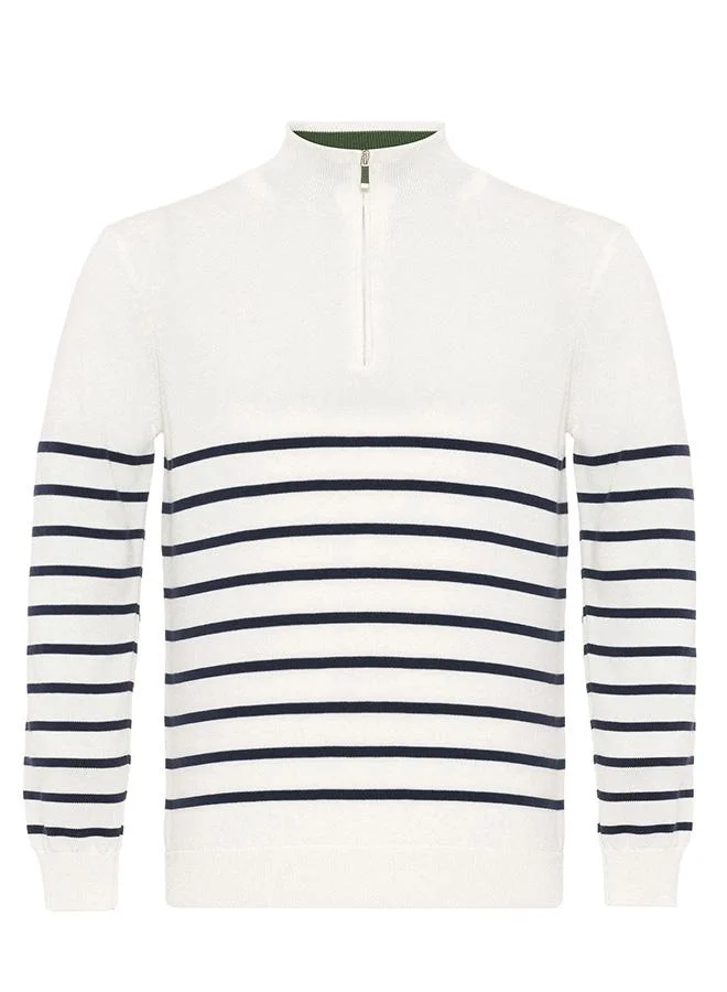 Half Zipper Striped Pullover
