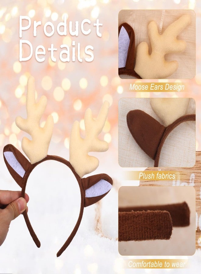 Totelux Reindeer Antlers Headband Deer Ears Hair Band for Women Halloween Hair Accessories Holiday Party Supplies White - Image 3