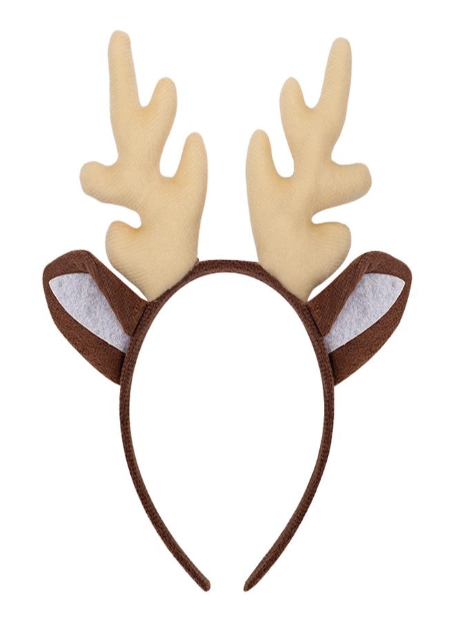 Totelux Reindeer Antlers Headband Deer Ears Hair Band for Women Halloween Hair Accessories Holiday Party Supplies White - Image 1