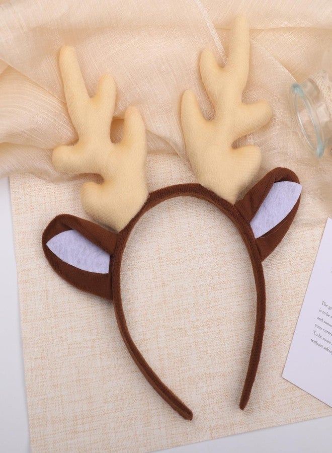 Totelux Reindeer Antlers Headband Deer Ears Hair Band for Women Halloween Hair Accessories Holiday Party Supplies White - Image 5
