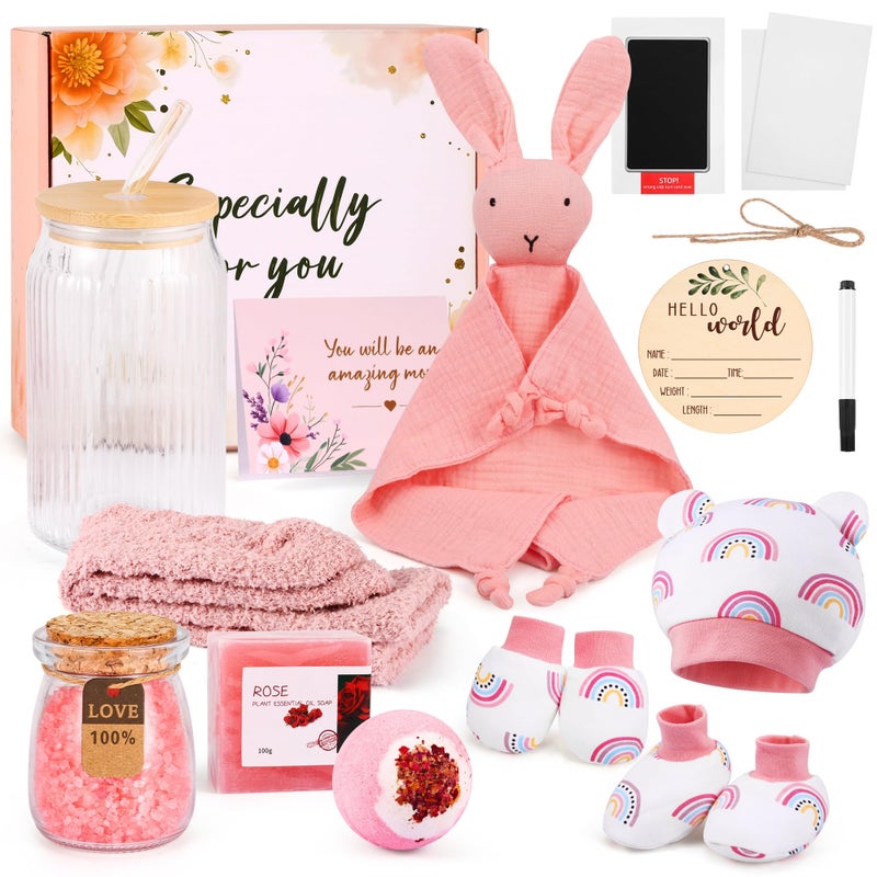 Early Minds New Mom & Baby Girl Gift Set  Newborn Essentials Stuff For First Time Moms  Pregnancy Gifts For Gender Reveal  Baby Shower  Expecting Mom Care Package After Birth - Image 1