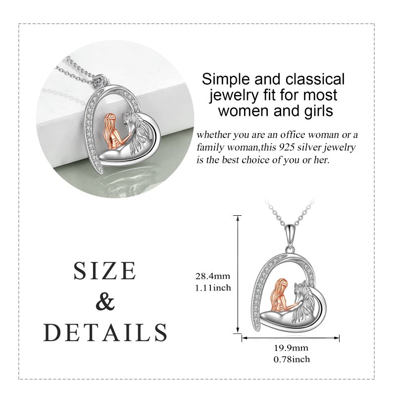 LUHE Horse Necklace for Women Sterling Silver Heart Shaped Feathering Horse Pendant with Cubic Zirconia Animal Jewelry Gift for Her - Image 5