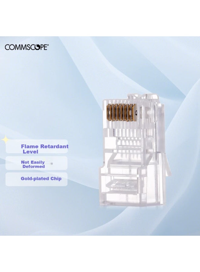 Commscope رأس شبكة كريستال Cat5e الأصلي من أمب RJ45 (100 قطعة في العبوة) 8-554720-3 (سابقًا علامة أمب وايرينغ) - Image 1