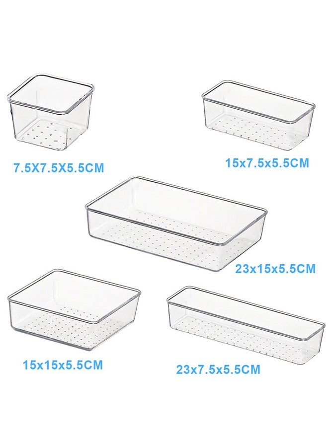 Topyich 16PCS Desk Drawer Organizers Set - Clear Drawer Tray, Dividers Vanity Trays for Makeup/Kitchen/Office - Image 2