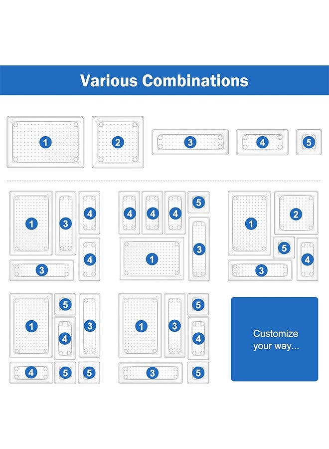 Topyich 16PCS Desk Drawer Organizers Set - Clear Drawer Tray, Dividers Vanity Trays for Makeup/Kitchen/Office - Image 3