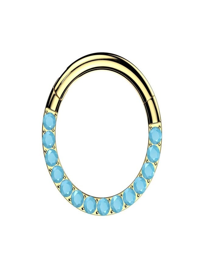 Pierced Owl 16GA ASTM F-136 Implant Grade Titanium Synthetic Turquoise Lined Front Hinged Segment Clicker Ring (Gold Tone, 10mm Diameter) - Image 1