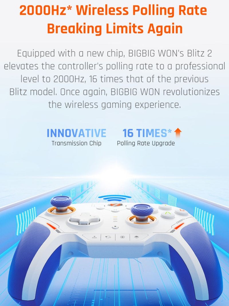 Bigbig WON Blitz 2 Wireless Bluetooth Gamepad Controller with Somatosensory Controls, 2000Hz Polling Rate - Image 2