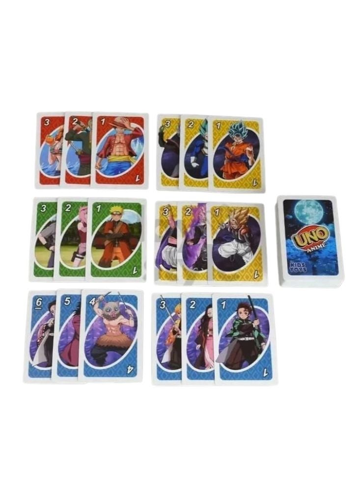 بريميم لعبة أونو أنمي للأطفال – تصميم شخصيات أنمي متعددة الألوان، بطاقات لعب عائلية ممتعة - Image 1