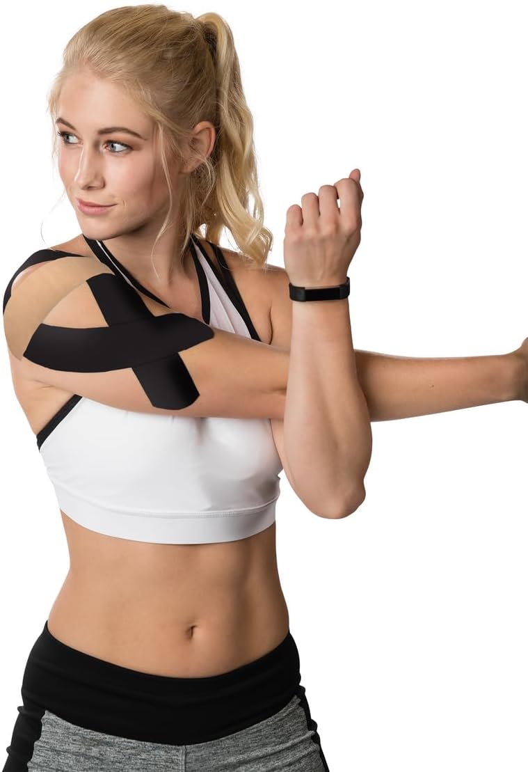 ROCKTAPE شريط كينيسيوجيا هيدرو من روك تيب للرجال والنساء 5 سم × 5 م لفة شريط رياضي مرن علاجي مقاوم للماء لشعاع الكتف والكاحل والمرفق والمعصم وآلام الساق ودعم الركبة بيج - Image 3