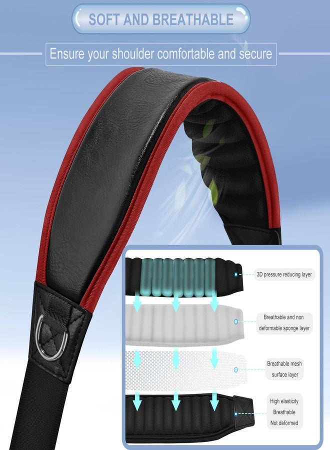ZINZ 79" Universal Bag Strap with Neoprene Thick Padded, Fixed Pad Strap with Double Adjustable Buckles and Metal Swivel Hooks,Ideal for Individuals 5'11" and Taller,Red edge - Image 3