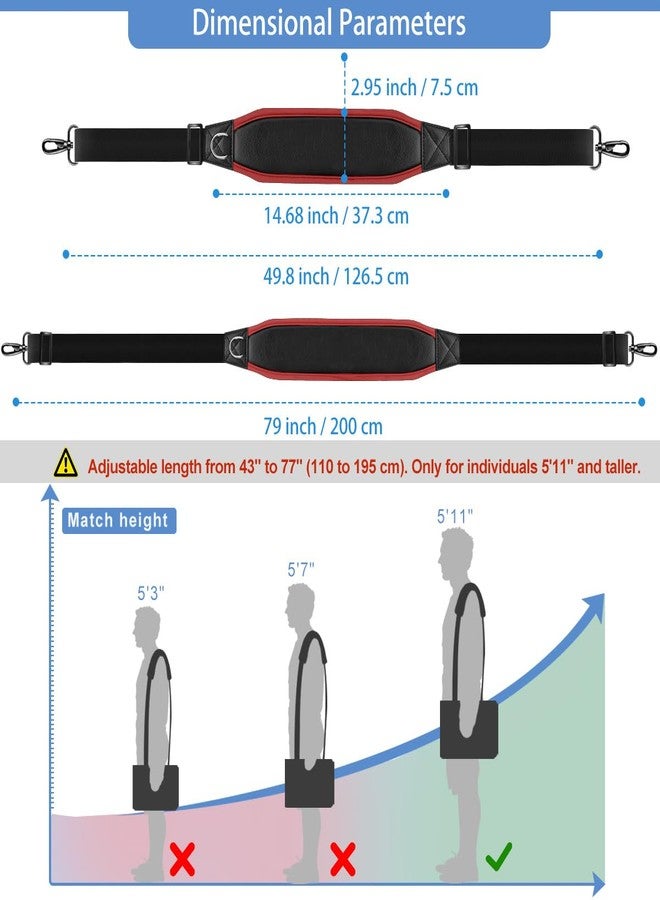 ZINZ 79" Universal Bag Strap with Neoprene Thick Padded, Fixed Pad Strap with Double Adjustable Buckles and Metal Swivel Hooks,Ideal for Individuals 5'11" and Taller,Red edge - Image 2