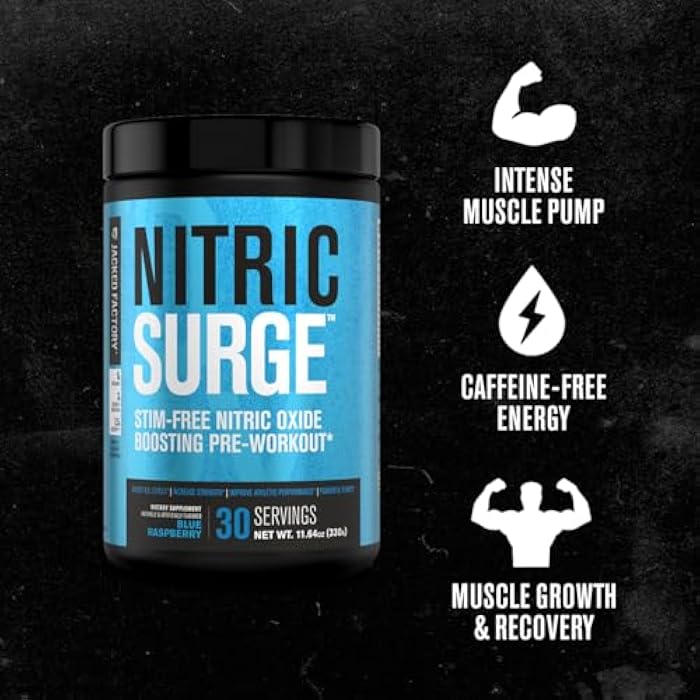 Jacked Factory مسحوق ما قبل التمرين خالي من المنشطات من جاكتد فاكتر نيتريك سيرج - مكمل أكسيد النيتريك خالي من الكافيين مع كرياتين كون-كريت، إل سيترولين، وجلسيرول جليسرسايز - أناناس مانجو، 30 حصة - Image 3