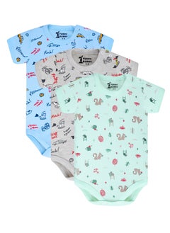 Funny Bunny Pack of 3 Cotton Half Sleeve Bodysuit for Baby  - Image 1