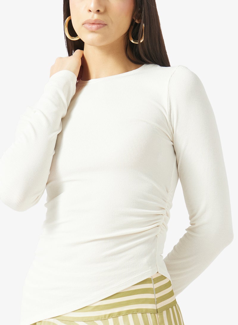 TOPSHOP Premium Rib Ruched Top - Image 3