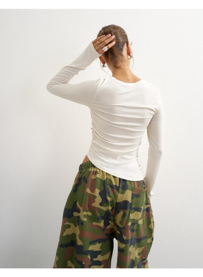 TOPSHOP Premium Rib Ruched Top - Image 2