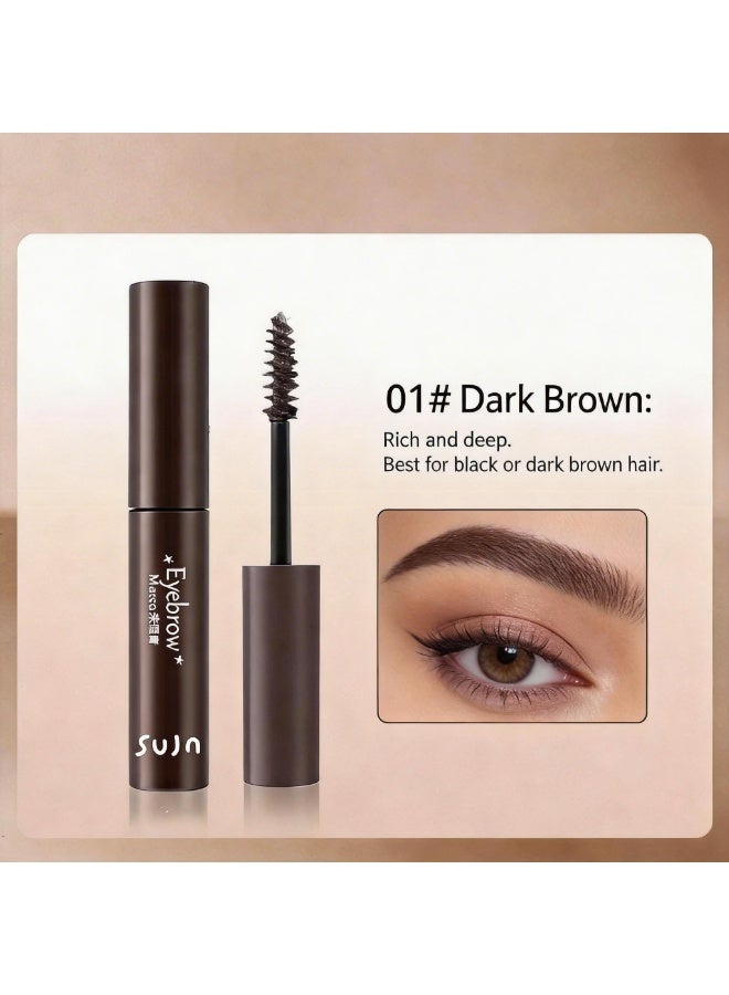 sujn Waterproof Tinted Eyebrow Mascara, Fiber-Infused Volumizing Brow Gel, 16H Long-Lasting & Smudge-Proof Formula, 20g - 01 Dark Brown - Image 4