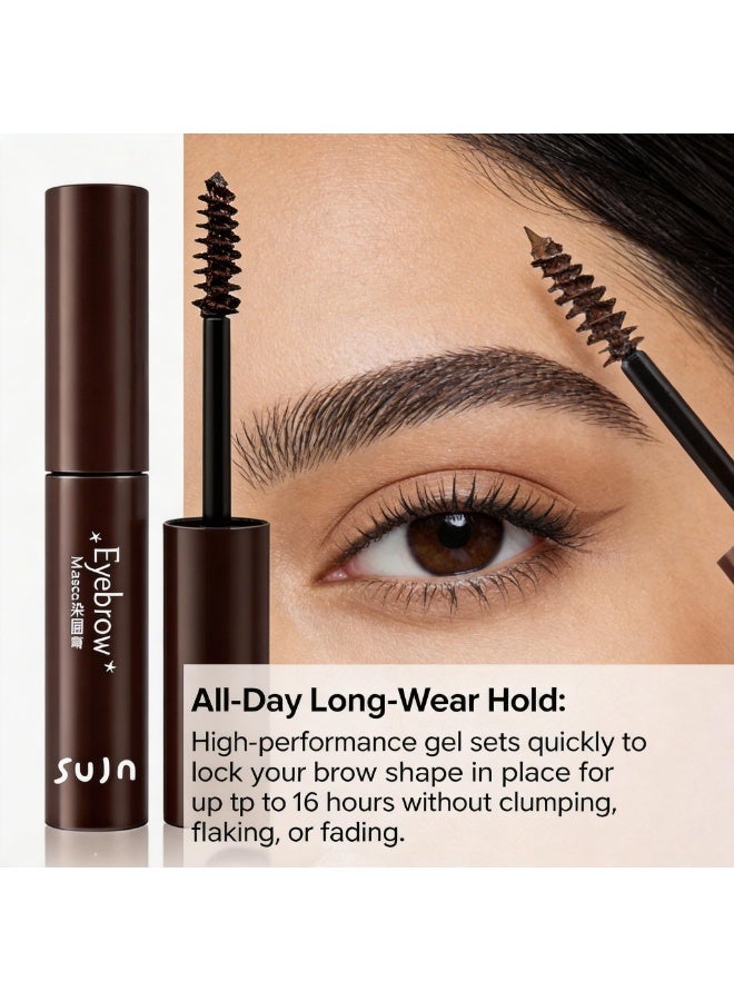 sujn Waterproof Tinted Eyebrow Mascara, Fiber-Infused Volumizing Brow Gel, 16H Long-Lasting & Smudge-Proof Formula, 20g - 01 Dark Brown - Image 3