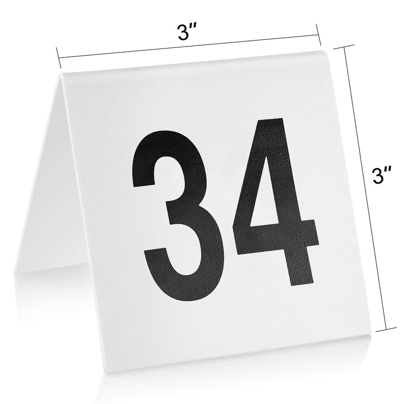 New Star Foodservice 27617 Stainless Steel Tent Style table Number Card (White 26-50 (3" x 3")) - Image 2