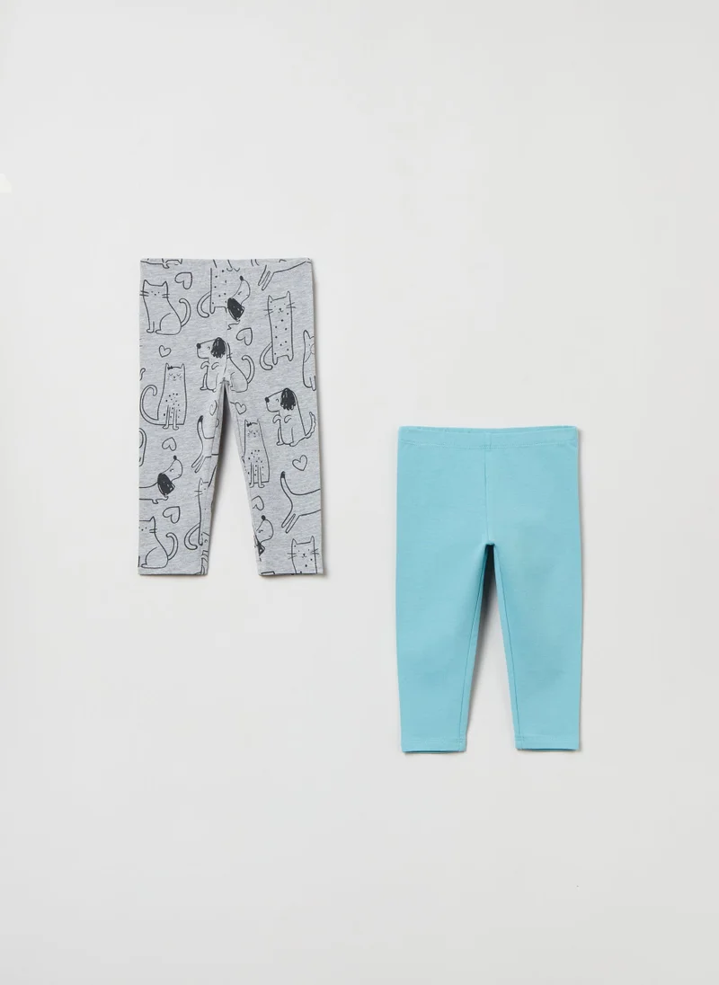 او في اس Two-pack leggings in stretch cotton