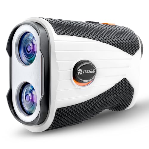 VISIOGEAR Golf Rangefinder with Slope 1200 Yards Laser Range Finder for Golfer 7X Magnification Range Finder Rechargeable Golf Accessories for Men Flag Pole Locking Vibration White Black - Image 1