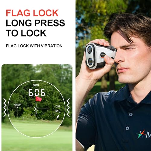 VISIOGEAR Golf Rangefinder with Slope 1200 Yards Laser Range Finder for Golfer 7X Magnification Range Finder Rechargeable Golf Accessories for Men Flag Pole Locking Vibration White Black - Image 3