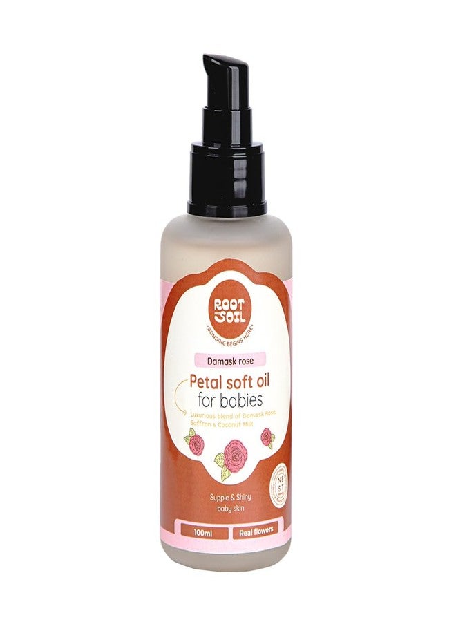 Root and Soil - Damask Rose Petal Oil for Baby | 100% Pure Organic massage Oil for Delicate Skin | Soothing & Nourishing Baby Massage Oil | 100ml (0+ months). - Image 1