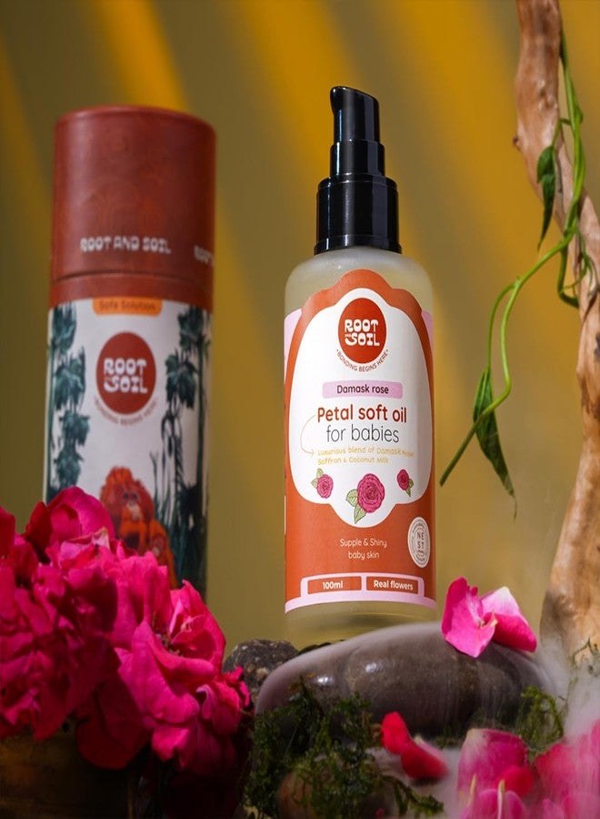 Root and Soil - Damask Rose Petal Oil for Baby | 100% Pure Organic massage Oil for Delicate Skin | Soothing & Nourishing Baby Massage Oil | 100ml (0+ months). - Image 2
