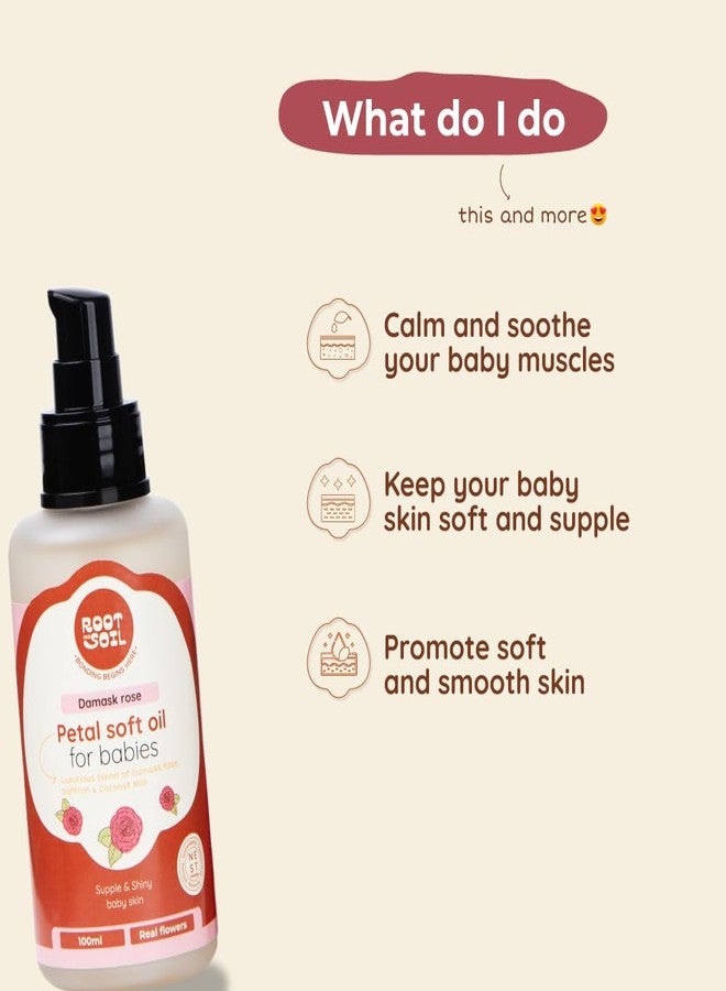 Root and Soil - Damask Rose Petal Oil for Baby | 100% Pure Organic massage Oil for Delicate Skin | Soothing & Nourishing Baby Massage Oil | 100ml (0+ months). - Image 4