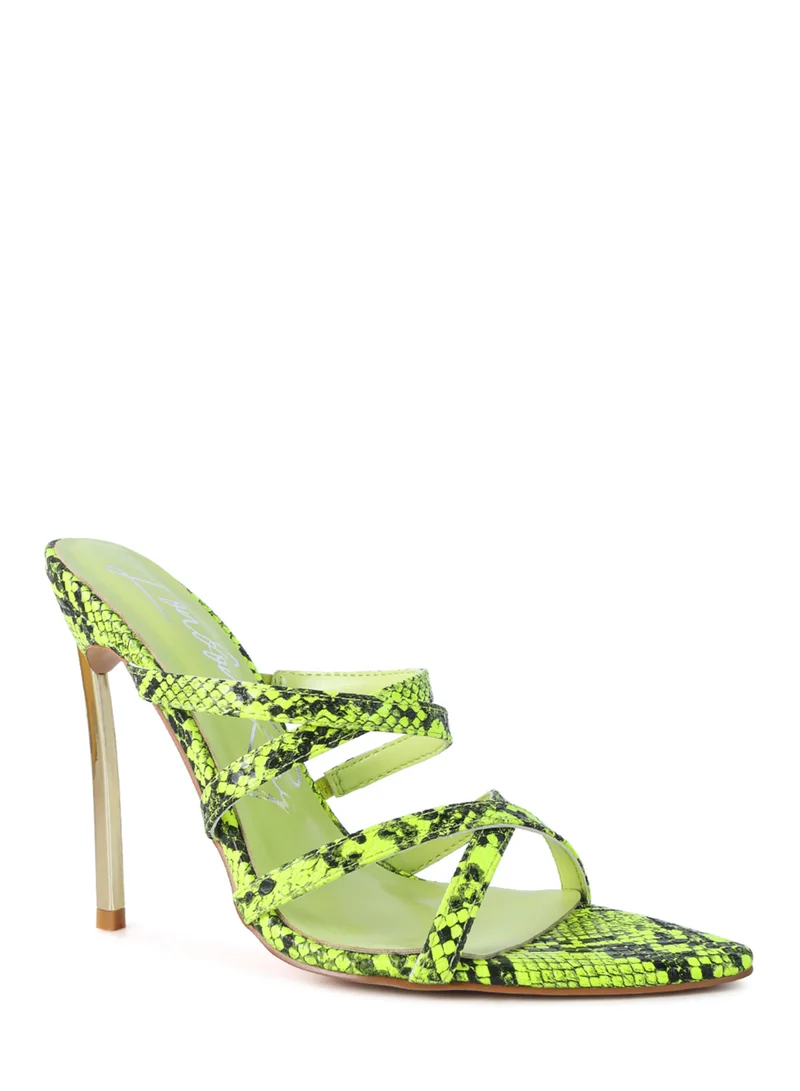 London Rag Neon Snake Print High Heeled Sandals