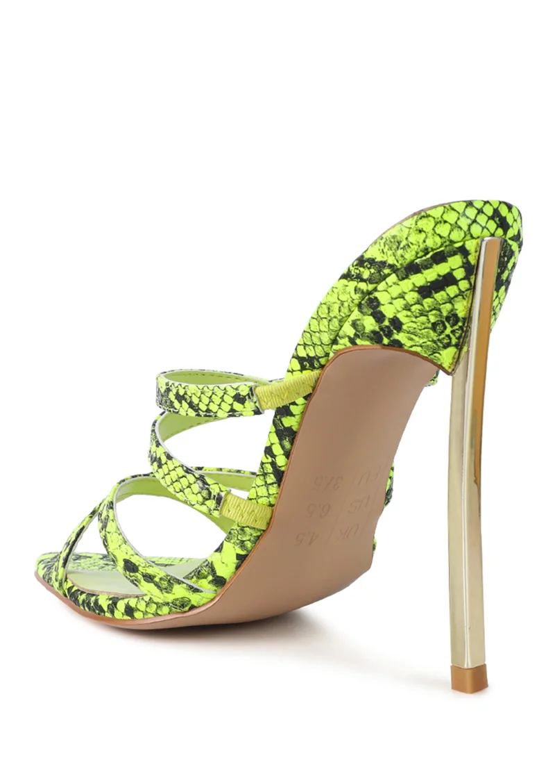 London Rag Neon Snake Print High Heeled Sandals