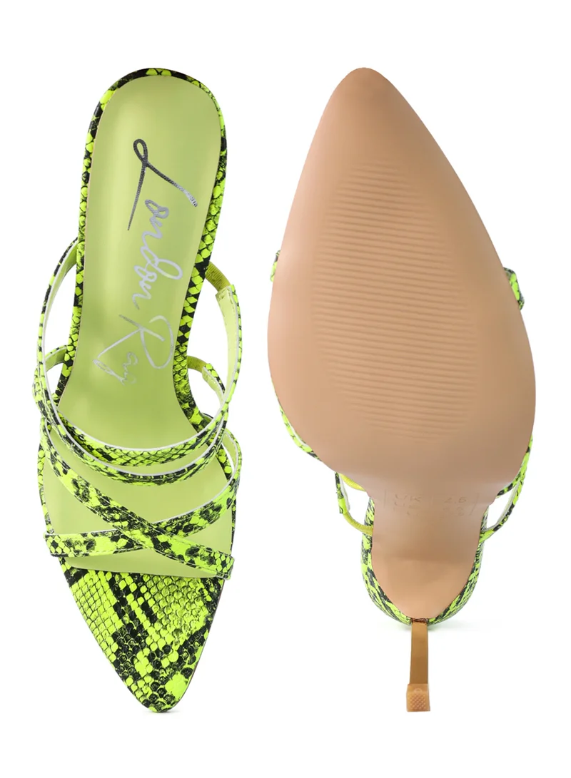 London Rag Neon Snake Print High Heeled Sandals
