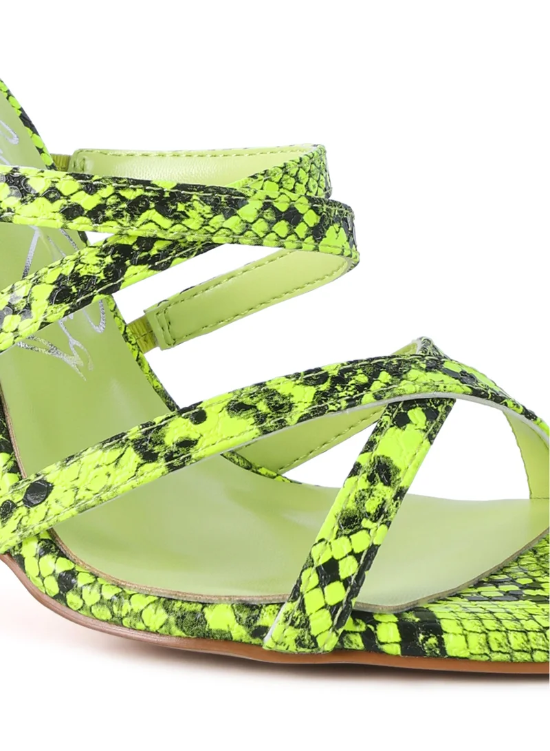 London Rag Neon Snake Print High Heeled Sandals