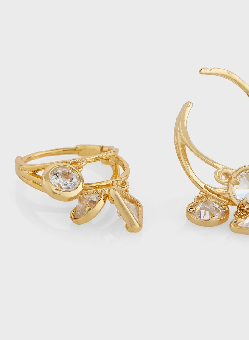ELLA CZ Stone Drop Huggie Earrings