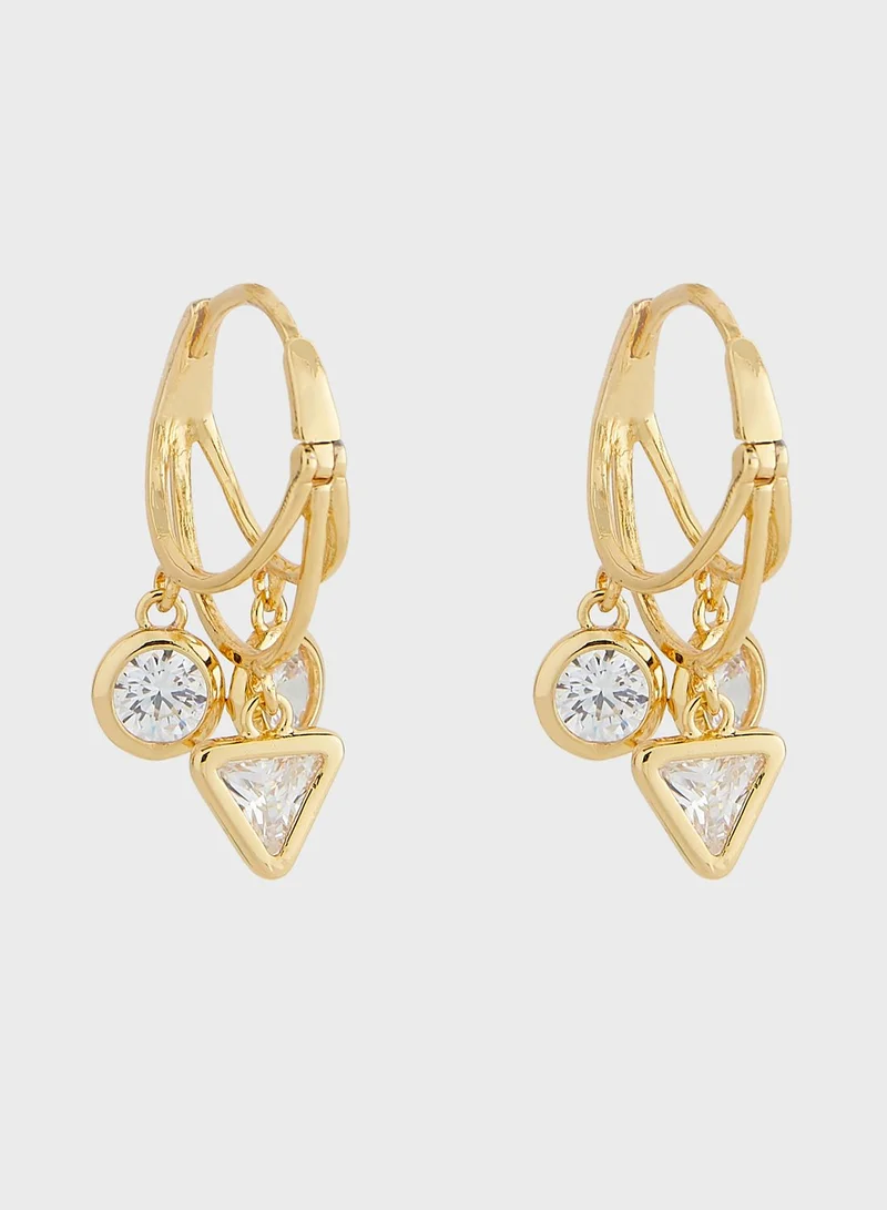 ELLA CZ Stone Drop Huggie Earrings