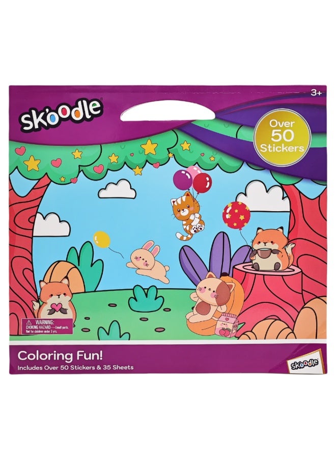 SKOODLE Coloring Fun - 50 Stickers & 35 Sheets | Art & Craft Kit | Fun Activity For Kids| Age 3+ - Image 1