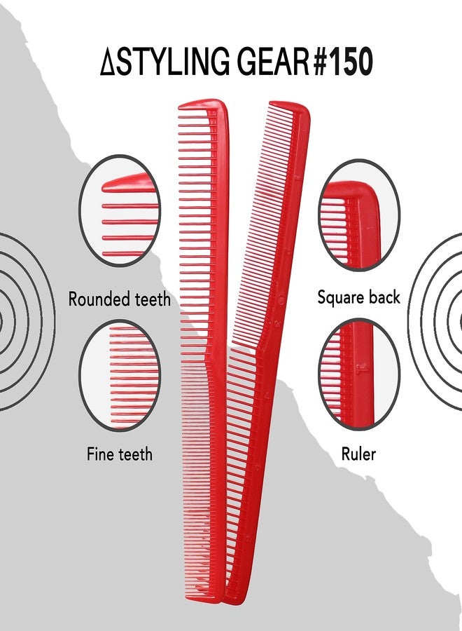 Styling Gear #150 Hair Combs Set Of 6. Barber Cutting, Pocket-Sized Combs For Men And Women, For Hair Stylists, Beard, Mustache Grooming. Made In USA (Red) - Image 4