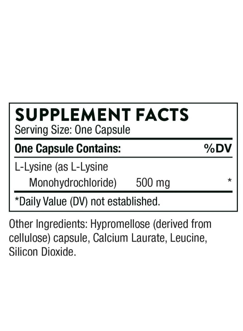 ثورن Thorne, ل-ليسين، 500 ملجم، 60 كبسولة - Image 2
