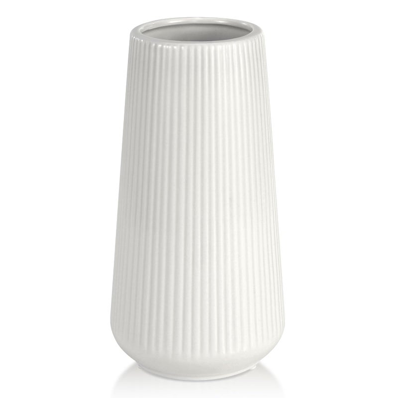 GUKJOB White Ceramic Vase, GUKJOB Small Cute Flower Vase for Pampas Grass, Home, Living Room, Dining Table, Farmhouse, Office Decor, Bedroom, Table, and Kitchen Shelf (White) - Image 1