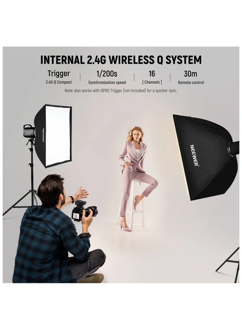 نيوير NEEWER New Version 2× S101-400W Pro Studio Flash Kit with 2× Stands, 2× Softboxes, 2× Wireless Triggers, Reflector & Carry Bag (UK) black - Image 5