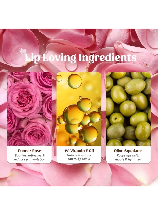 Vilvah Store Annapoorna Rose Milk Lip Balm | For Dry, Chapped & Pigmented Lips | Infused With Paneer Rose Petals | Tinted Lip Balm | Suitable for Men & Women | 10g - Image 3
