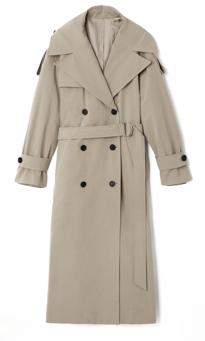 Farktop Womens Oversized Long Trench Coat Double Breasted Lapel Windproof Overcoat with Belt - Image 4