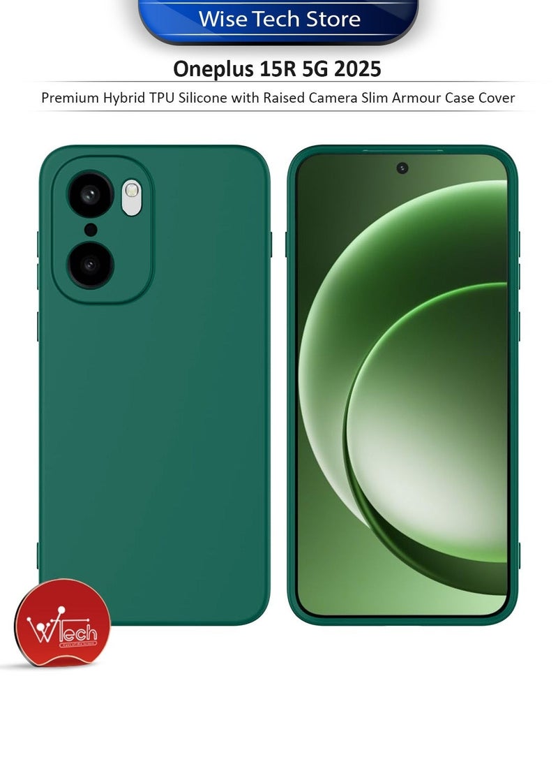 Wtech Oneplus 15R 5G 2025 Premium Soft Liquid Silicone Case Cover (MCRPSN) - Dark Green - Image 1