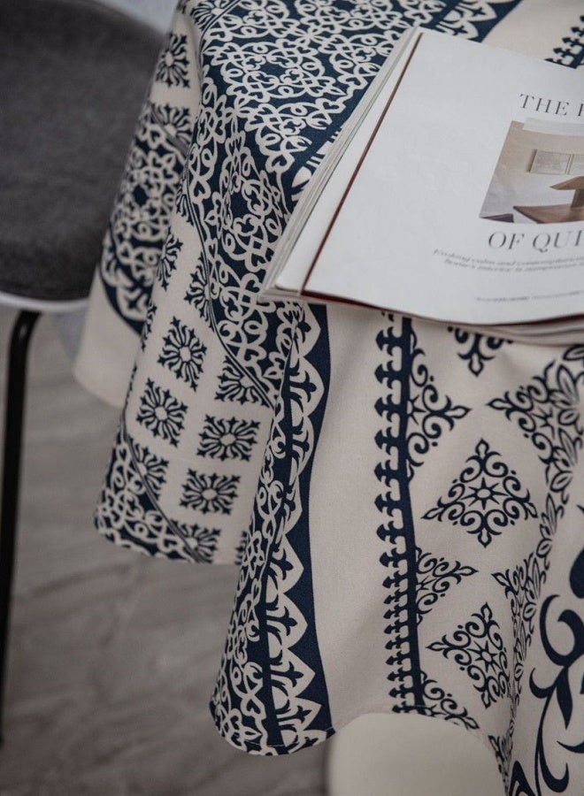 SHABILI 150cm Diameter Round Tablecloth, Cotton and Linen Table Mat, Washable Dustproof Table Linen, Classic Table Cover Suitable for Wedding Party Home, Kitchen Restaurant Tabletop Decoration - Image 3