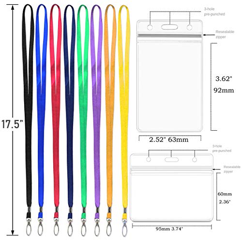 Bird Fiy Lanyard with ID Holder 50 Pcs Waterproof Name Tag Vertical Badge ID Card Holders ID Pass Holder and 50 Pcs Flat Neck Black Lanyards Swivel Hook - Image 2