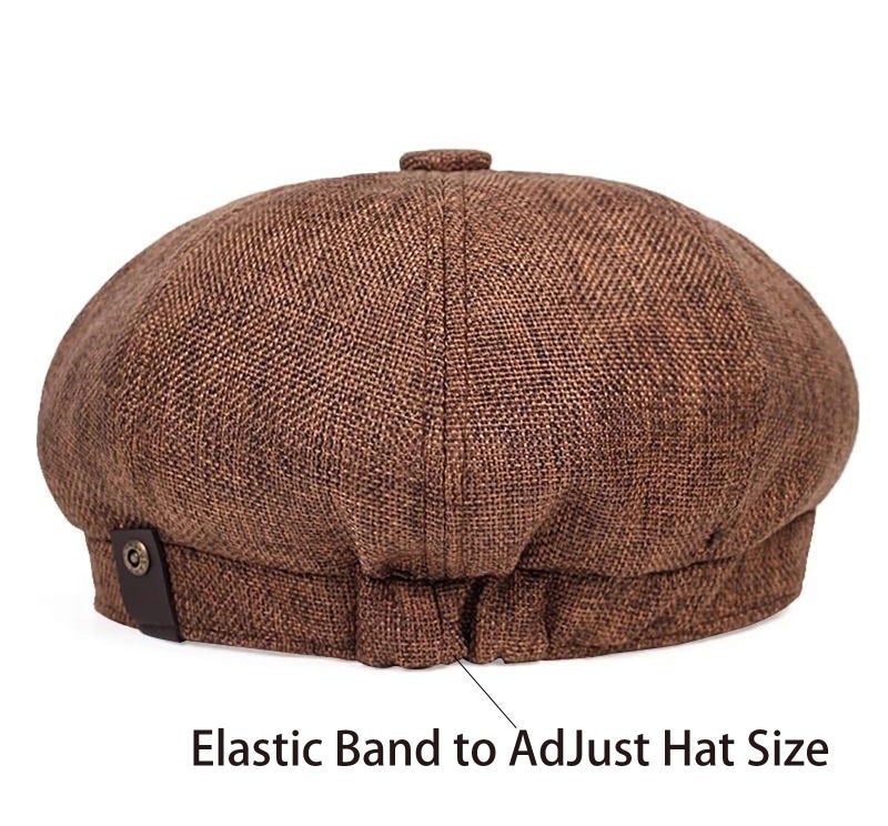 kilsel Linen Men's Newsboy Flat Cap .8 Panel Ivy Cabbie Hat,Breathable Summer Gatsby Ivy Irish Fishing Hatsï¼ŒPaperboy Hats for Men Coffee - Image 2