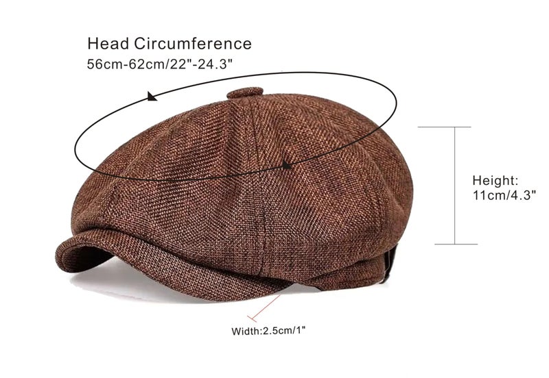 kilsel Linen Men's Newsboy Flat Cap .8 Panel Ivy Cabbie Hat,Breathable Summer Gatsby Ivy Irish Fishing Hatsï¼ŒPaperboy Hats for Men Coffee - Image 5