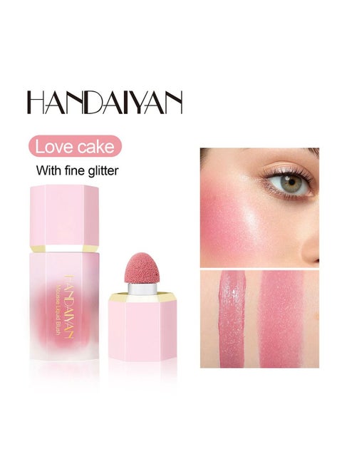 Mousse Liquid Blush For Cheeks Cream Face Blusher Stick with Sponge Palette Bronzer Highlighter Shape Contour Moisturizing And Breathable Matte Finish Long-wearing Waterproof For Women Makeup
