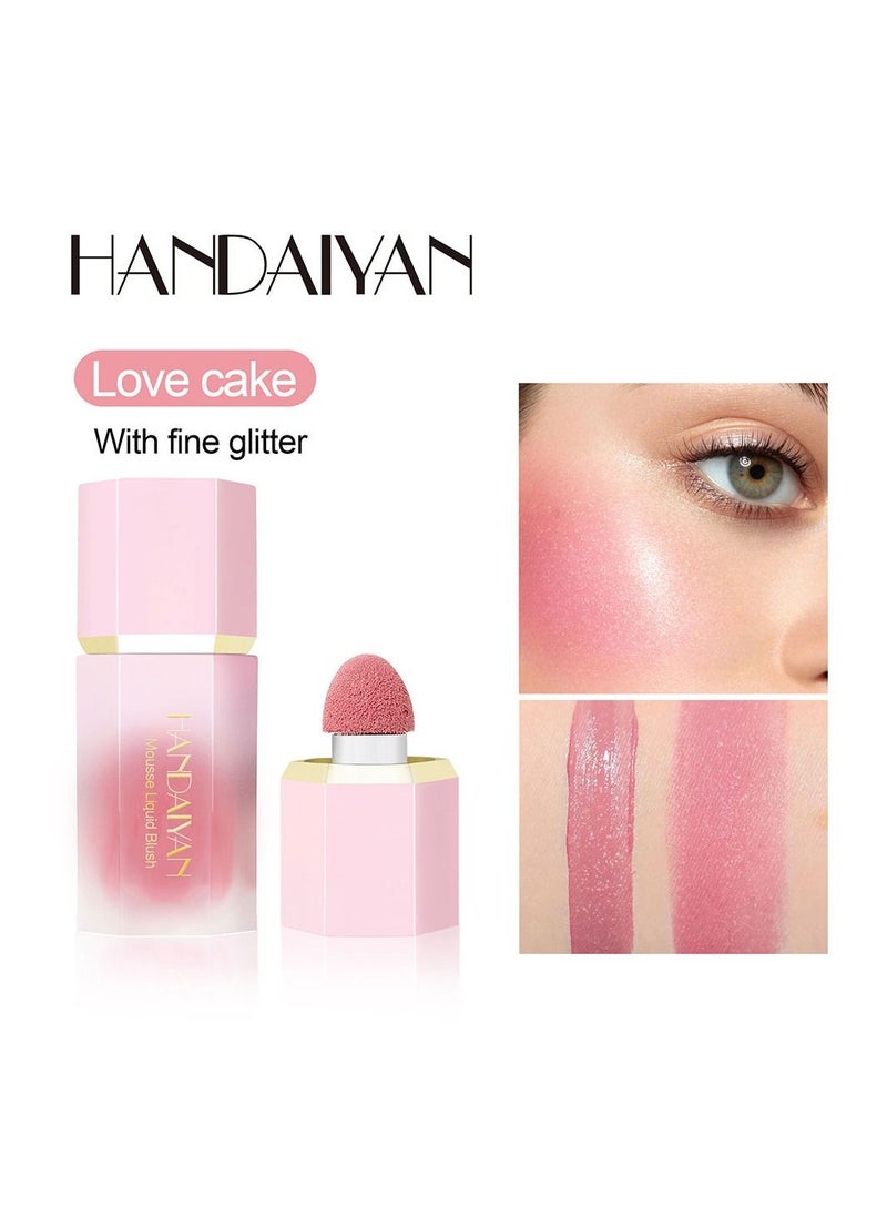 Handaiyan Mousse Liquid Blush For Cheeks Cream Face Blusher Stick with Sponge Palette Bronzer Highlighter Shape Contour Moisturizing And Breathable Matte Finish Long-wearing Waterproof For Women Makeup  - Image 1